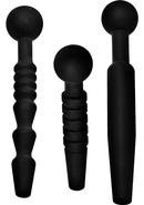 Master Series Dark Rods 3 Piece Silicone Penis Plug Set -...