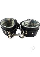 Rouge Leather Wrist Cuffs With Faux Fur Lining - Black And...