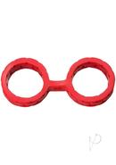 Japanese Style Bondage Silicone Cuffs Large 6.9in - Red