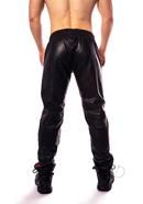 Prowler Red Leather Joggers - Large - Black/red