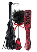 Lovers Kits Whip, Tickle And Paddle - Black/red